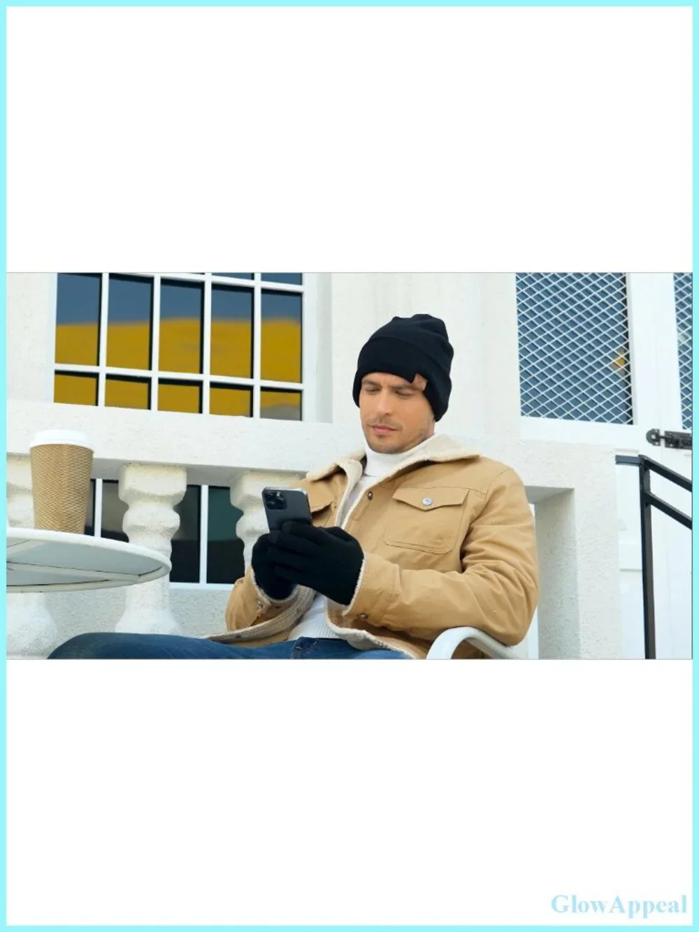 Winter Beanie Hat & Touchscreen Gloves Set Fleece Lined Unisex
